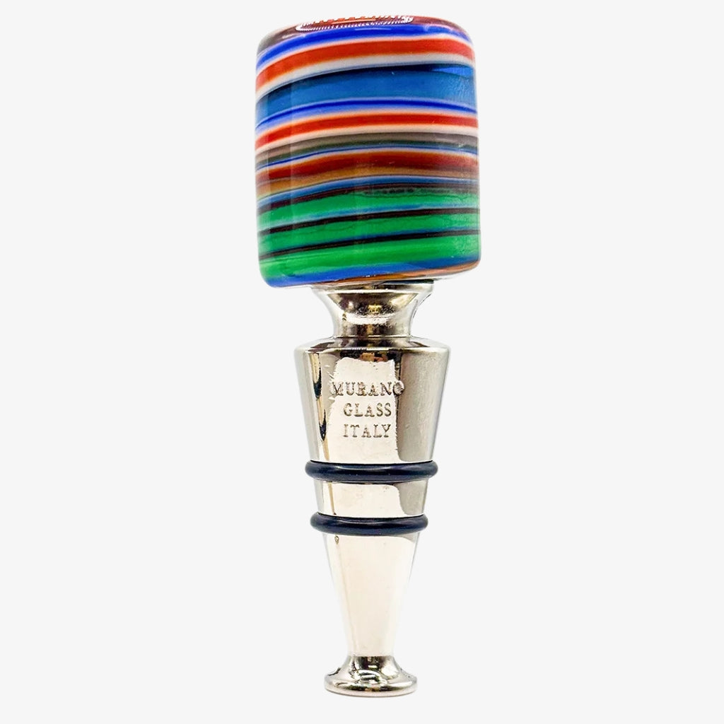 Murano Glass Wine Stopper, Multicolor Swirl