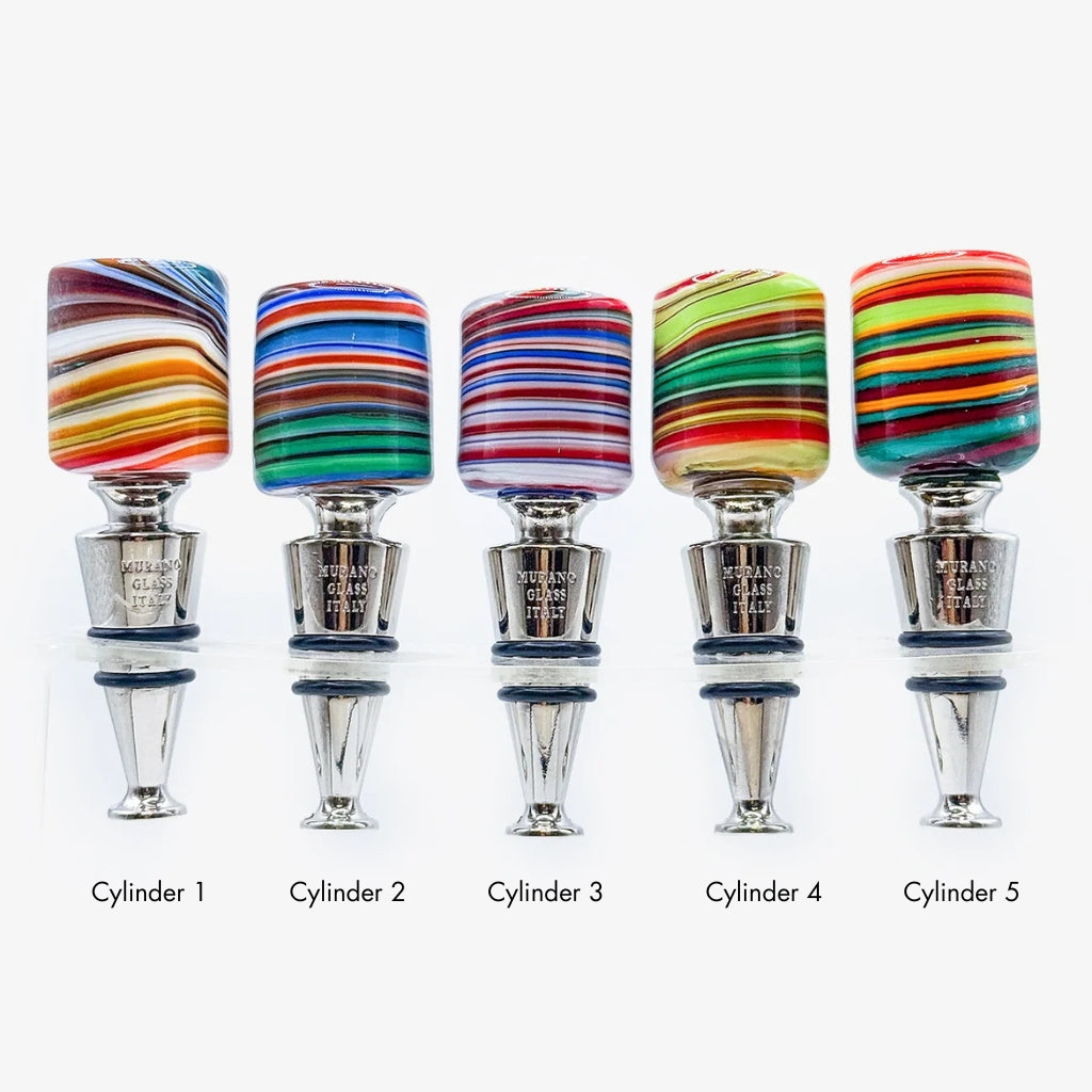 Murano Glass Wine Stopper, Multicolor Swirl