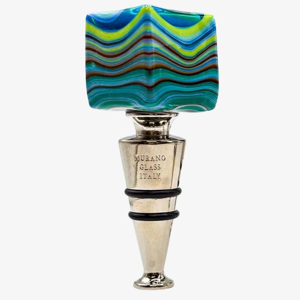 Murano Glass Wine Stopper, Multicolor Swirl