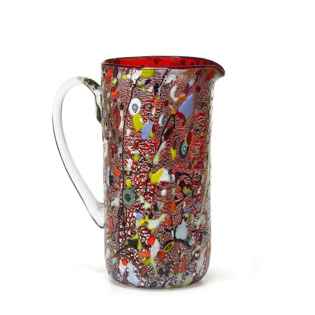 Murano Glass Alta Tall Drink Pitcher, Made in Italy, Red - My Italian Decor