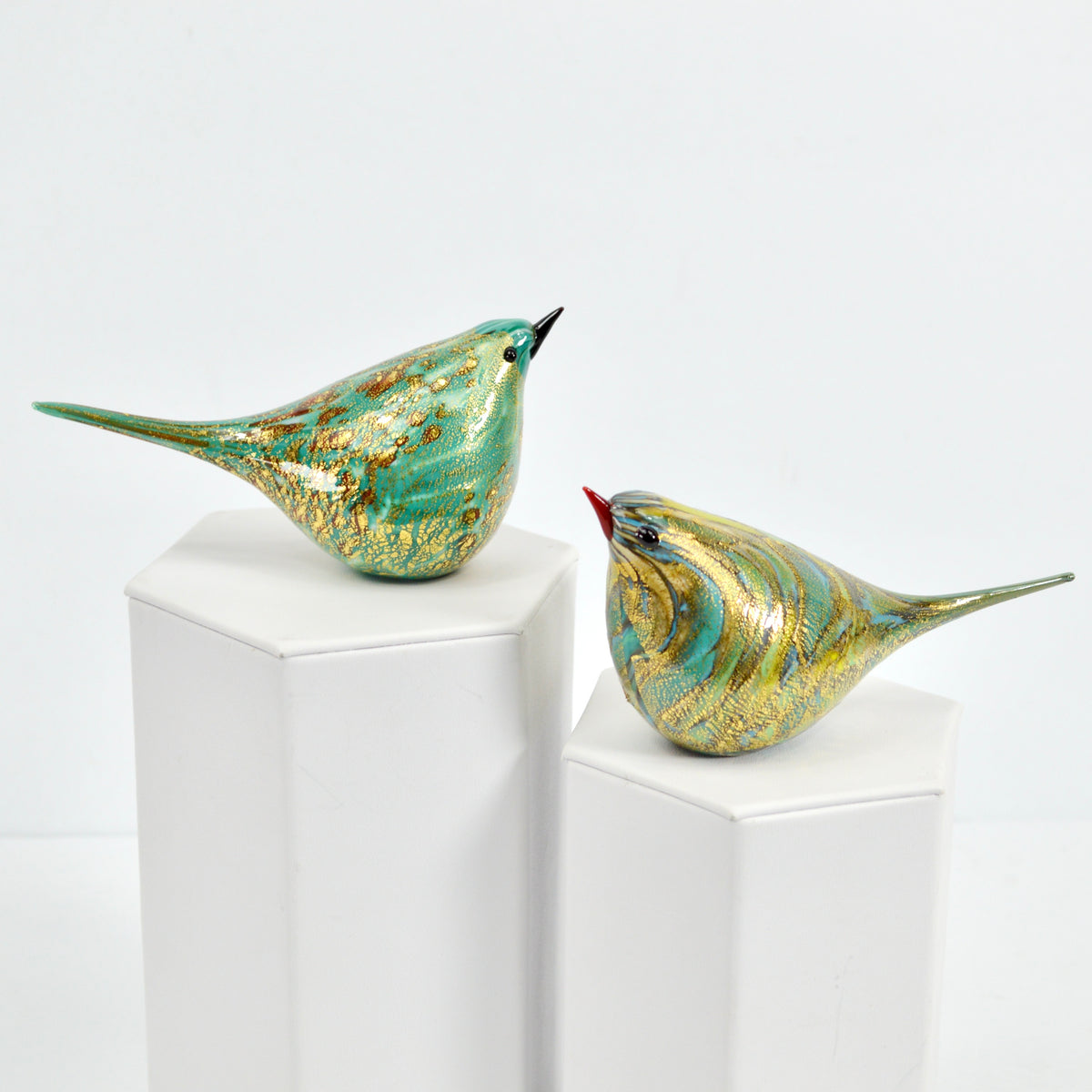 Murano Glass Catarina Chirpie Bird, Handblown Glass, Teal, Made in Italy