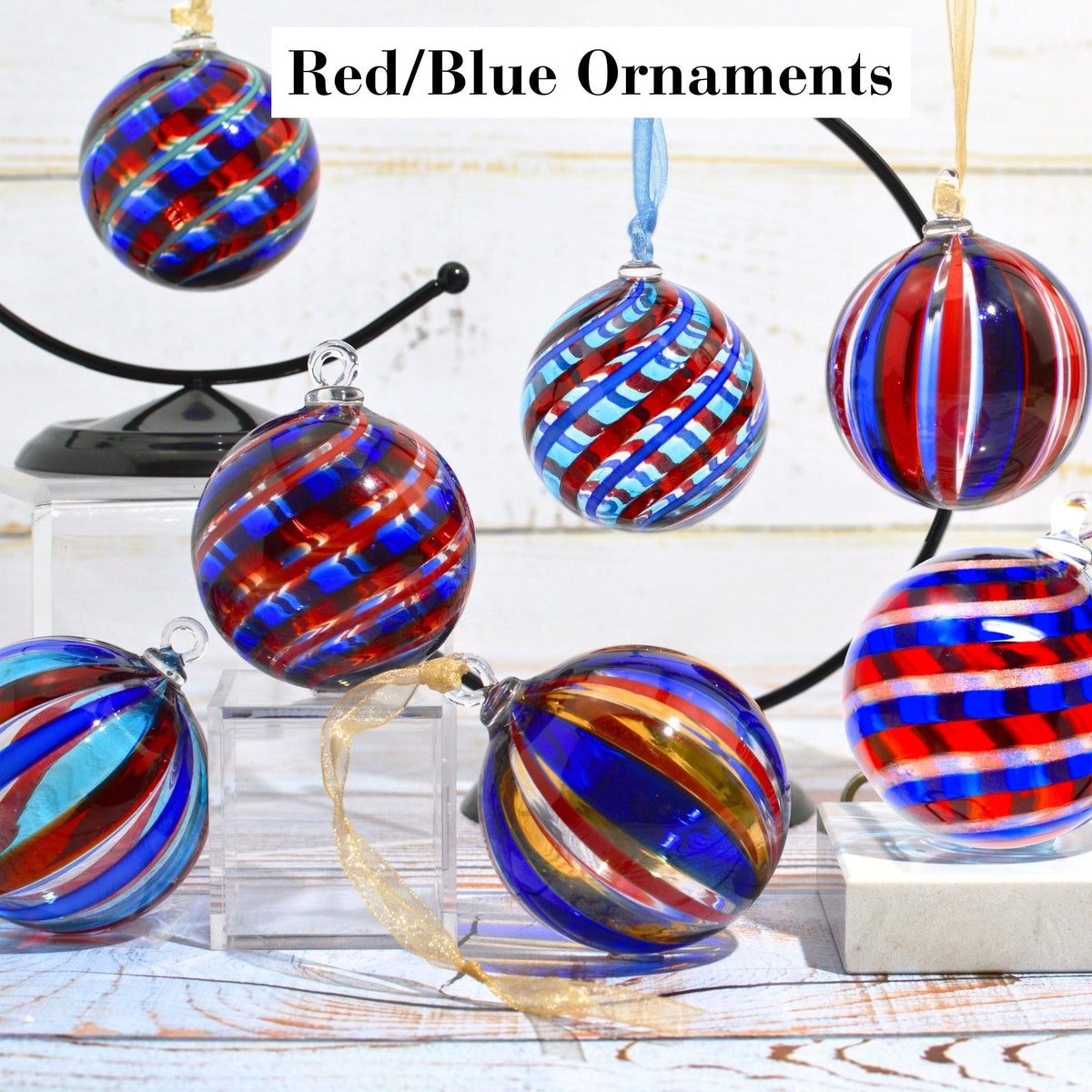 Murano Glass Christmas Ornament, Medium, Round Filigrana, Made in Murano, Italy
