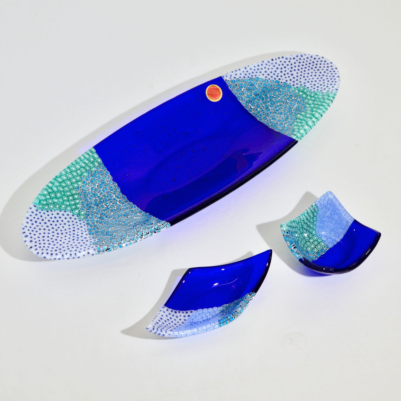Murano Glass Oval Decorative Tessera Dishes - Blue - Size Options - My Italian Decor
