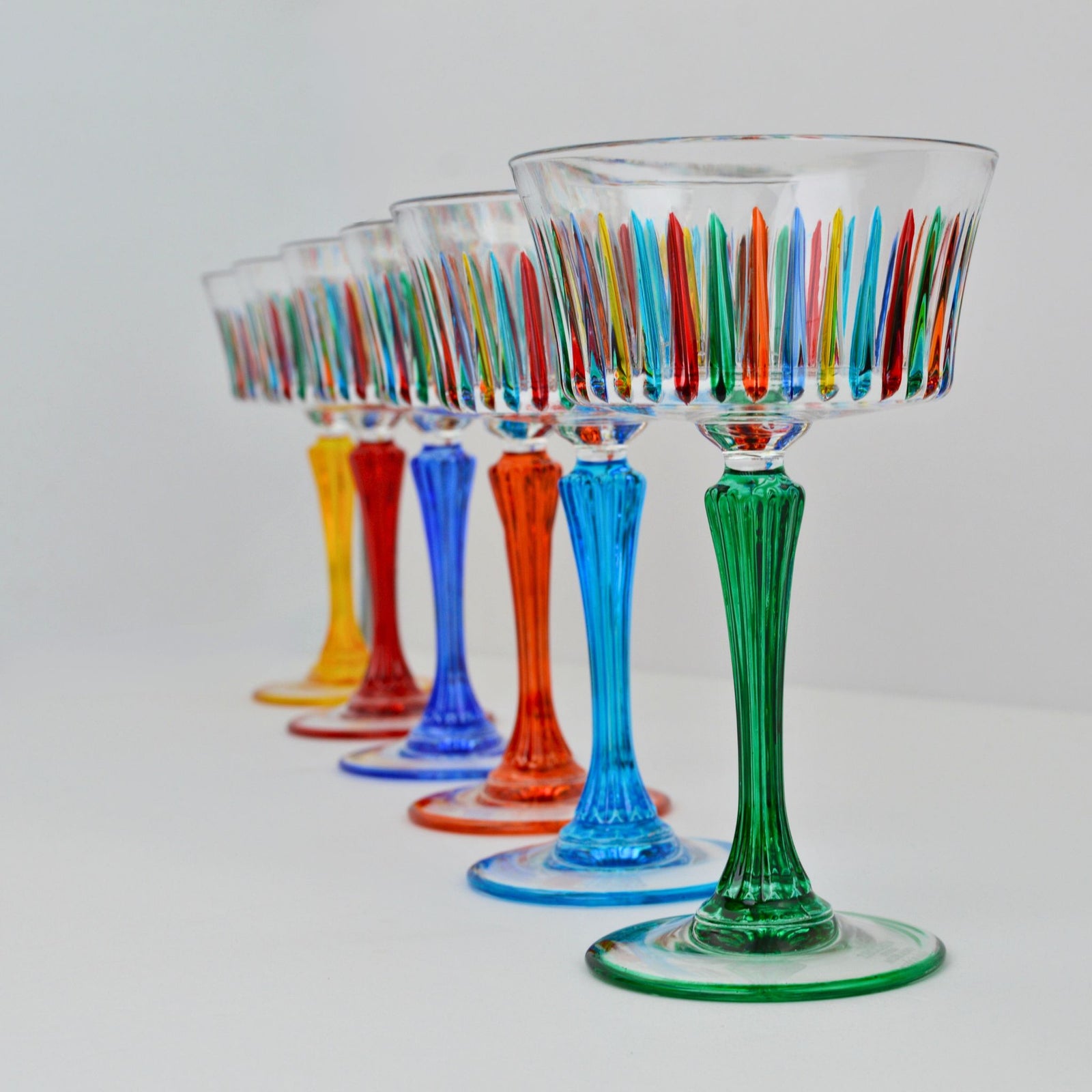 Timeless Champagne Coupe Glasses, Set of 2, Hand-Painted Italian Crystal - My Italian Decor