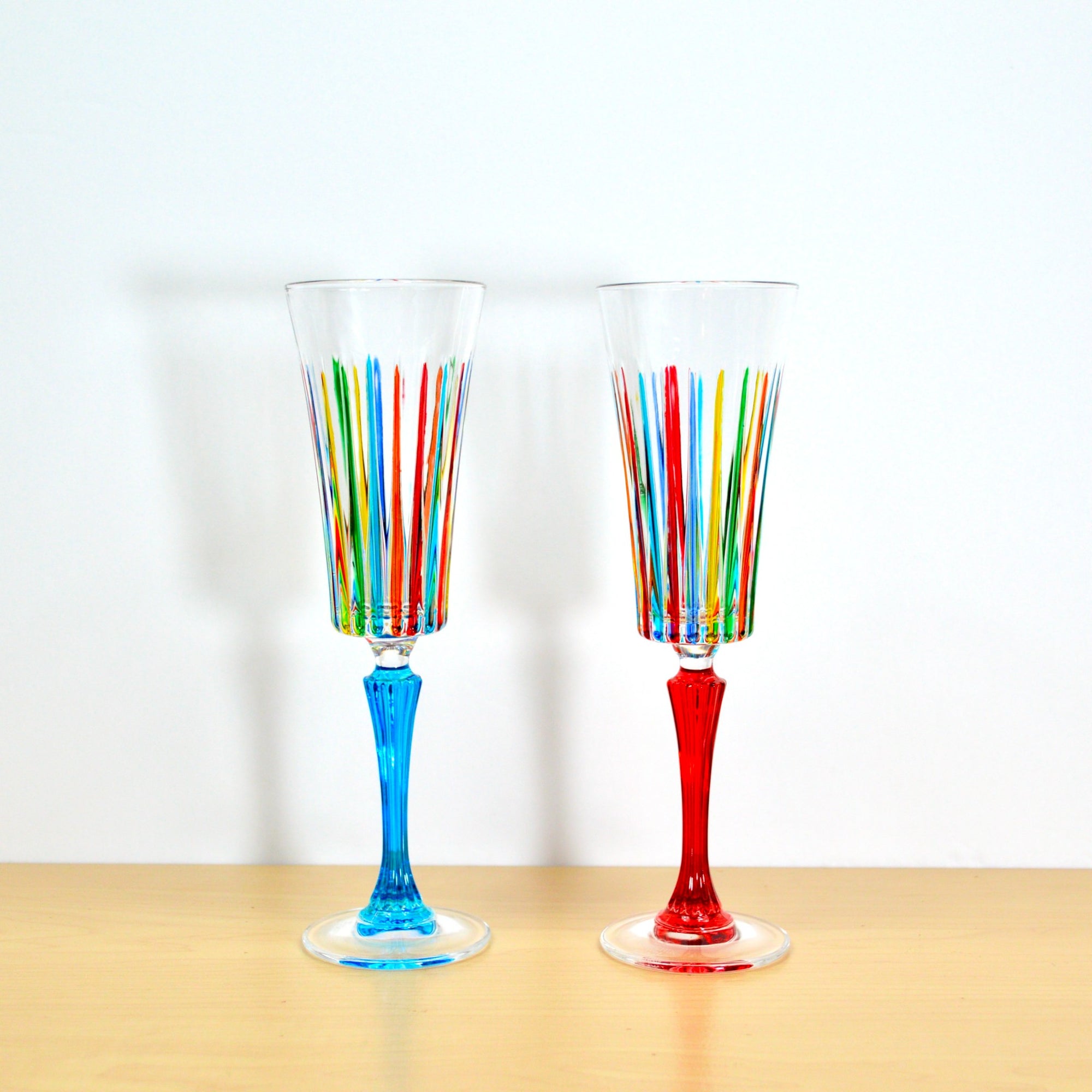 Timeless Champagne Glasses, Set of 2, Hand-Painted Italian Crystal - My Italian Decor