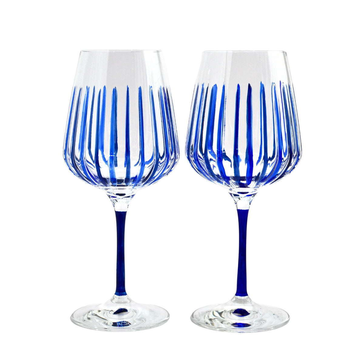 Set of 2 Blue Spritz Crystal Wine Glass, Made in Italy - My Italian Decor