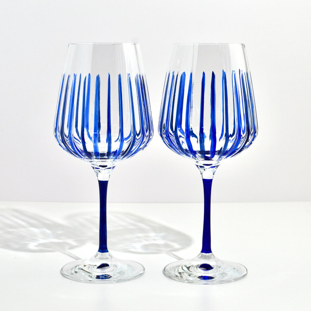 Hand Painted Italian Crystal Spritz Stemware Glass, Set of 2, Made in Italy