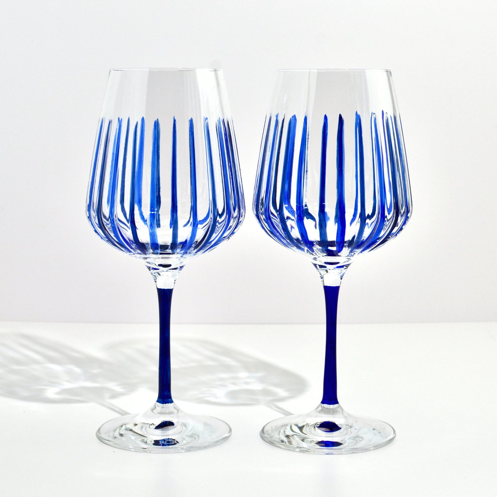 Set of 2 Blue Spritz Crystal Wine Glass, Made in Italy - My Italian Decor
