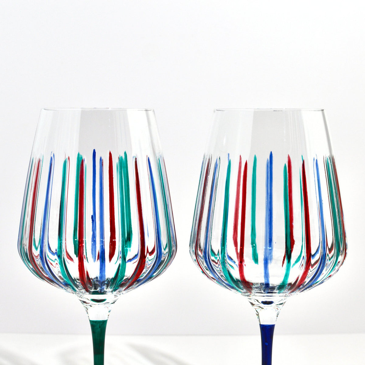 Italian Crystal Set of 2 Spritz Wine Glass, Multicolor Dusk, Made in Italy