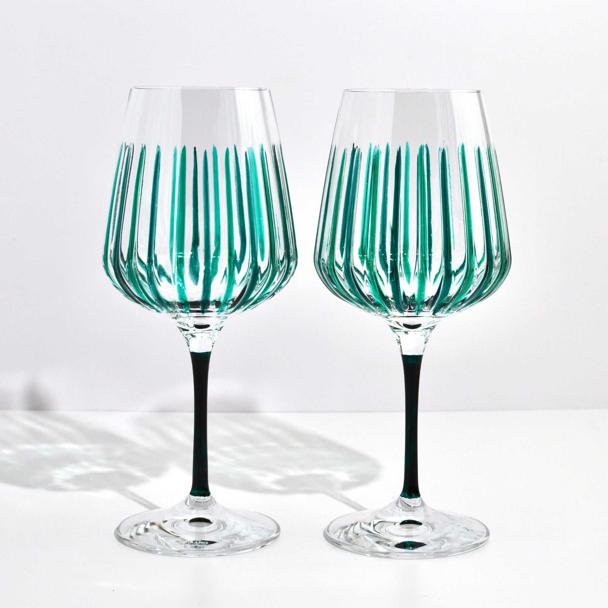 Hand Painted Italian Crystal Spritz Stemware Glass, Set of 2, Made in Italy - My Italian Decor