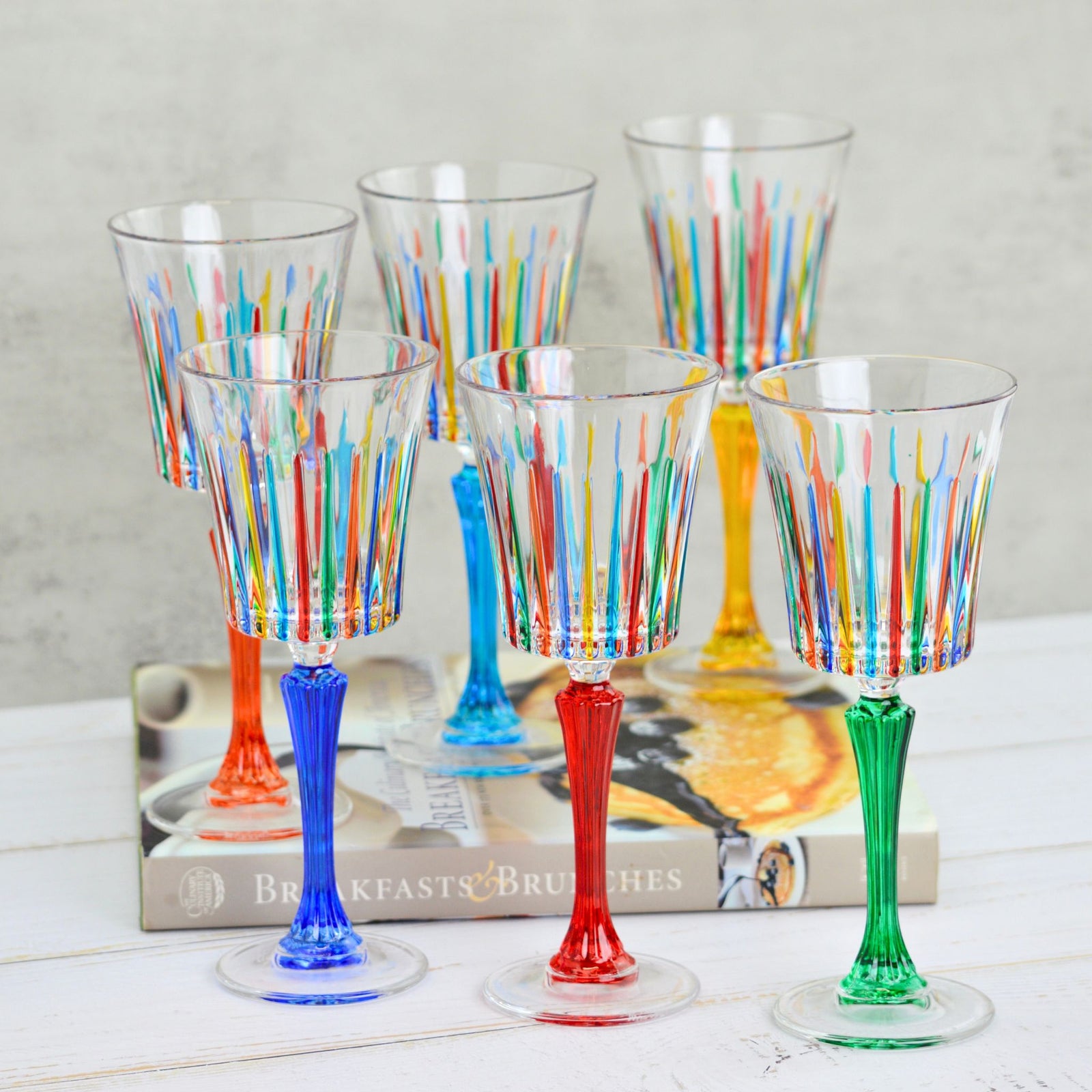 Set of two DZ Italian crystal wine glasses with elegant, timeless design, perfect for wine drinking and special occasions.
