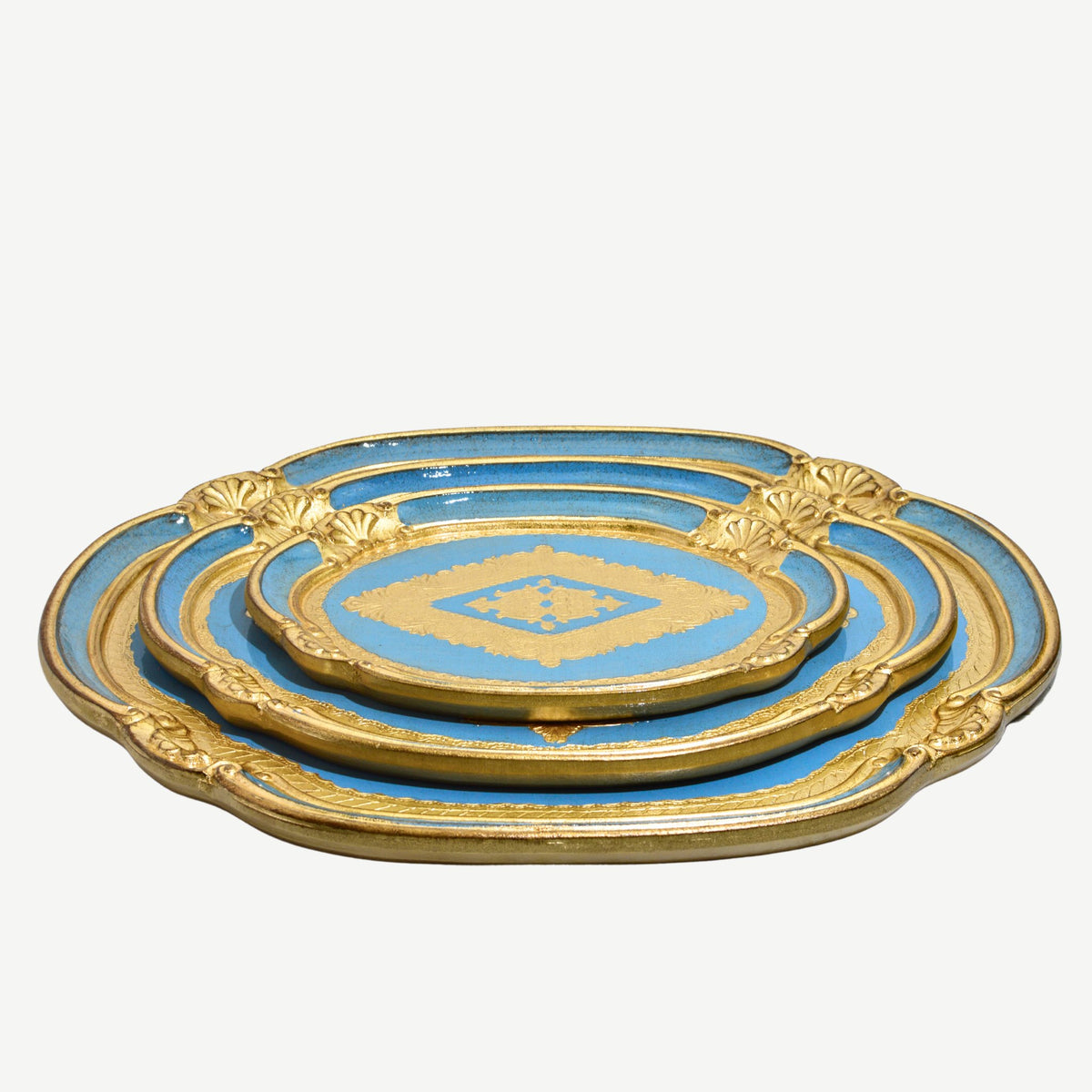 Florentine Carved Wood Oval Tray, Multiple colors and sizes