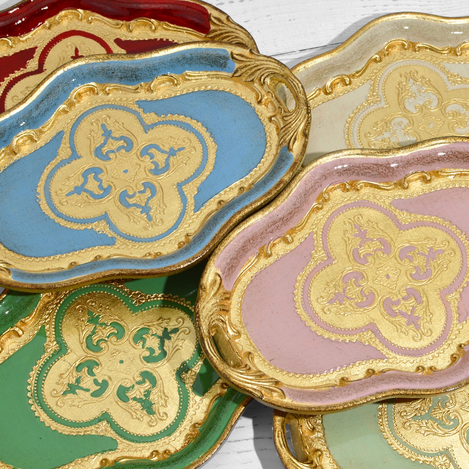 Florentine Wood Oval Small Tray with handles - My Italian Decor