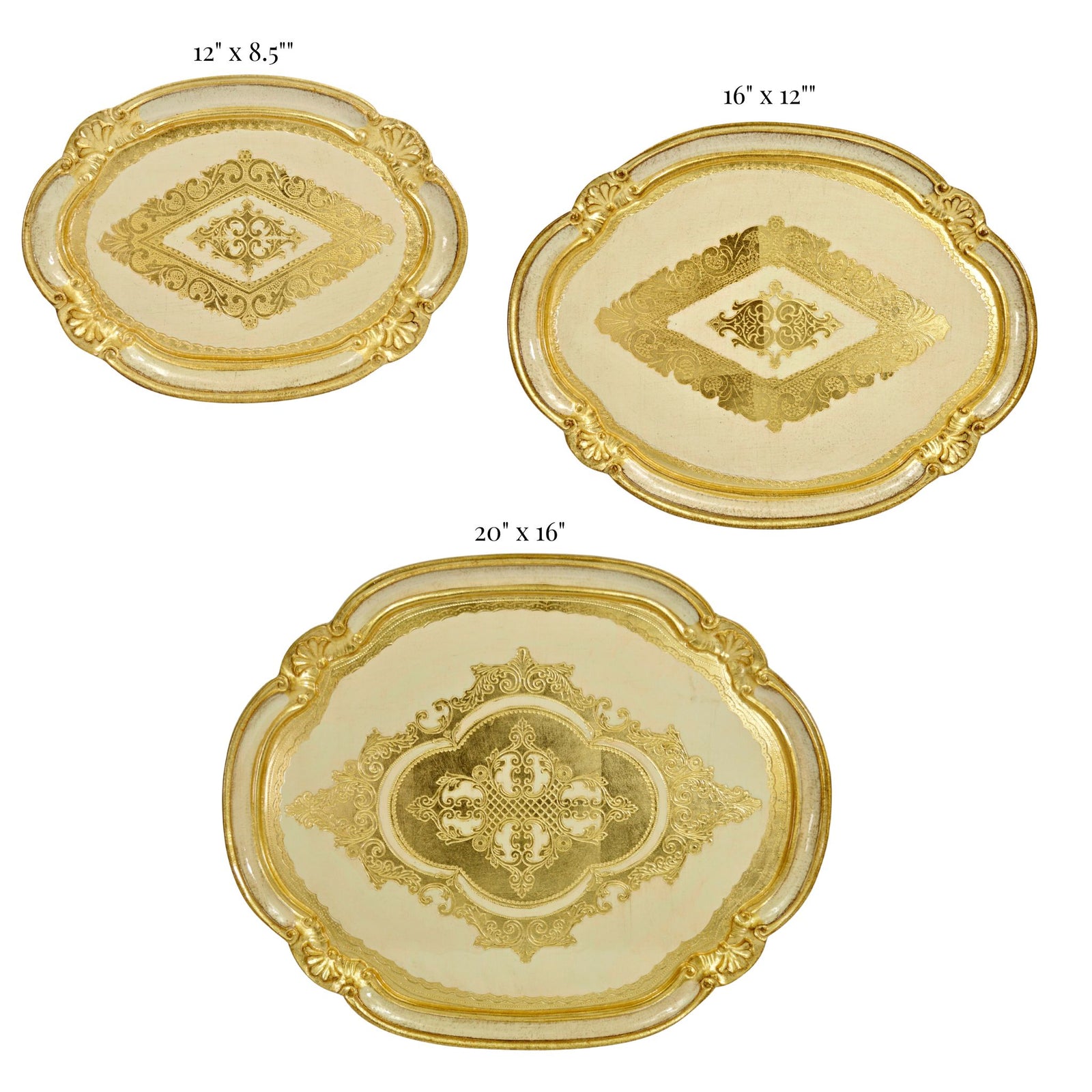 Decorative Florentine carved wood oval tray in sage green, available in multiple colors and sizes, by My Italian Decor.