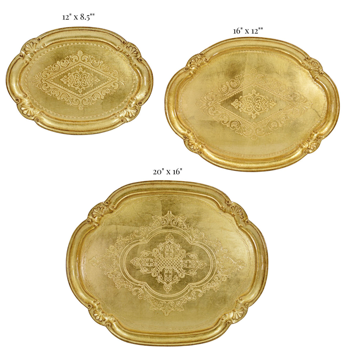Florentine Carved Wood Oval Tray, Multiple colors and sizes - My Italian Decor