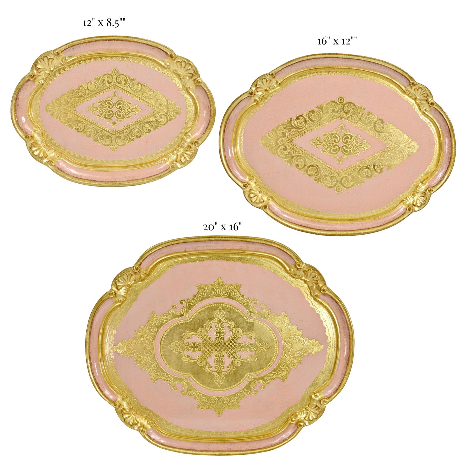 Decorative Florentine carved wood oval tray in sage green, available in multiple colors and sizes, by My Italian Decor.