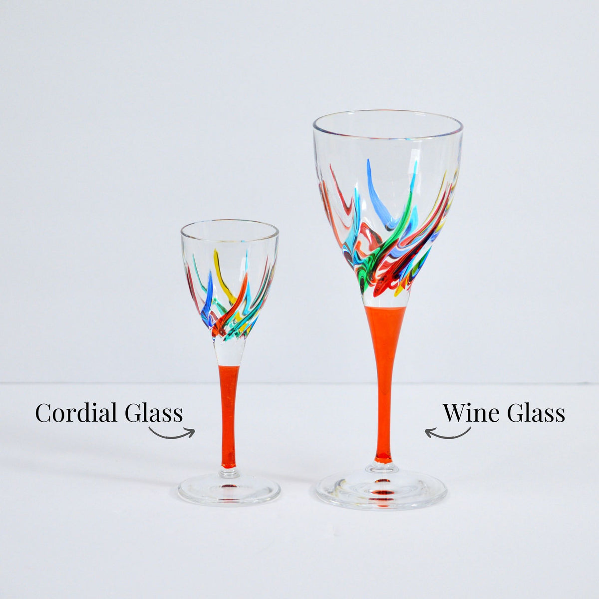 Trix Cordial Glasses, Hand-Painted Italian Crystal, Set of 6 - My Italian Decor