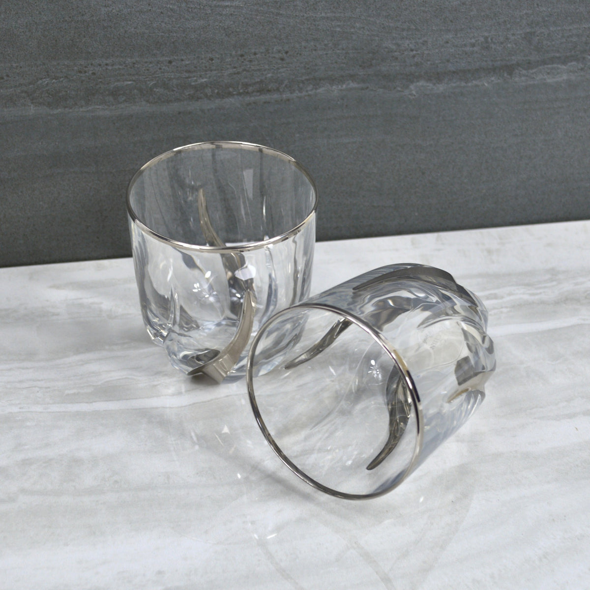 Trix Short Drink Glasses, Set of 2, Platinum - My Italian Decor