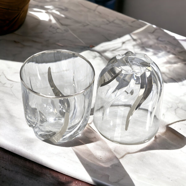 Trix Short Drink Glasses, Set of 2, Platinum