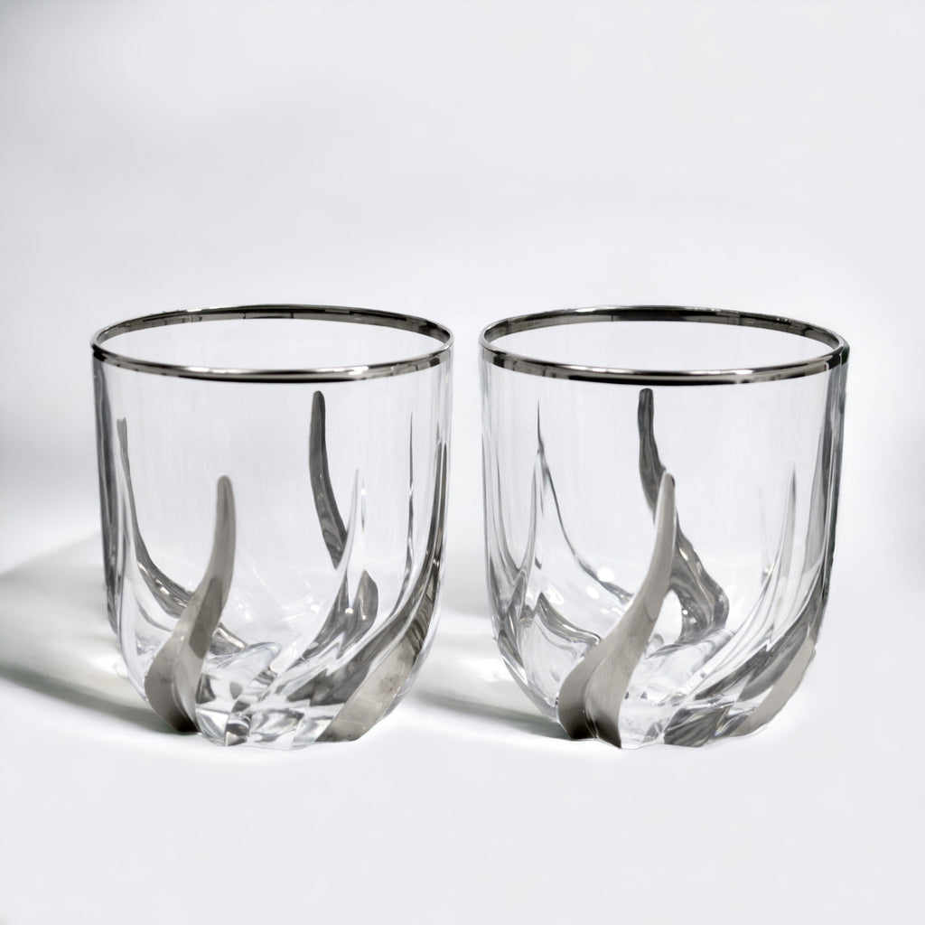 Trix Wine Glasses, Set of 2, Platinum and Gold