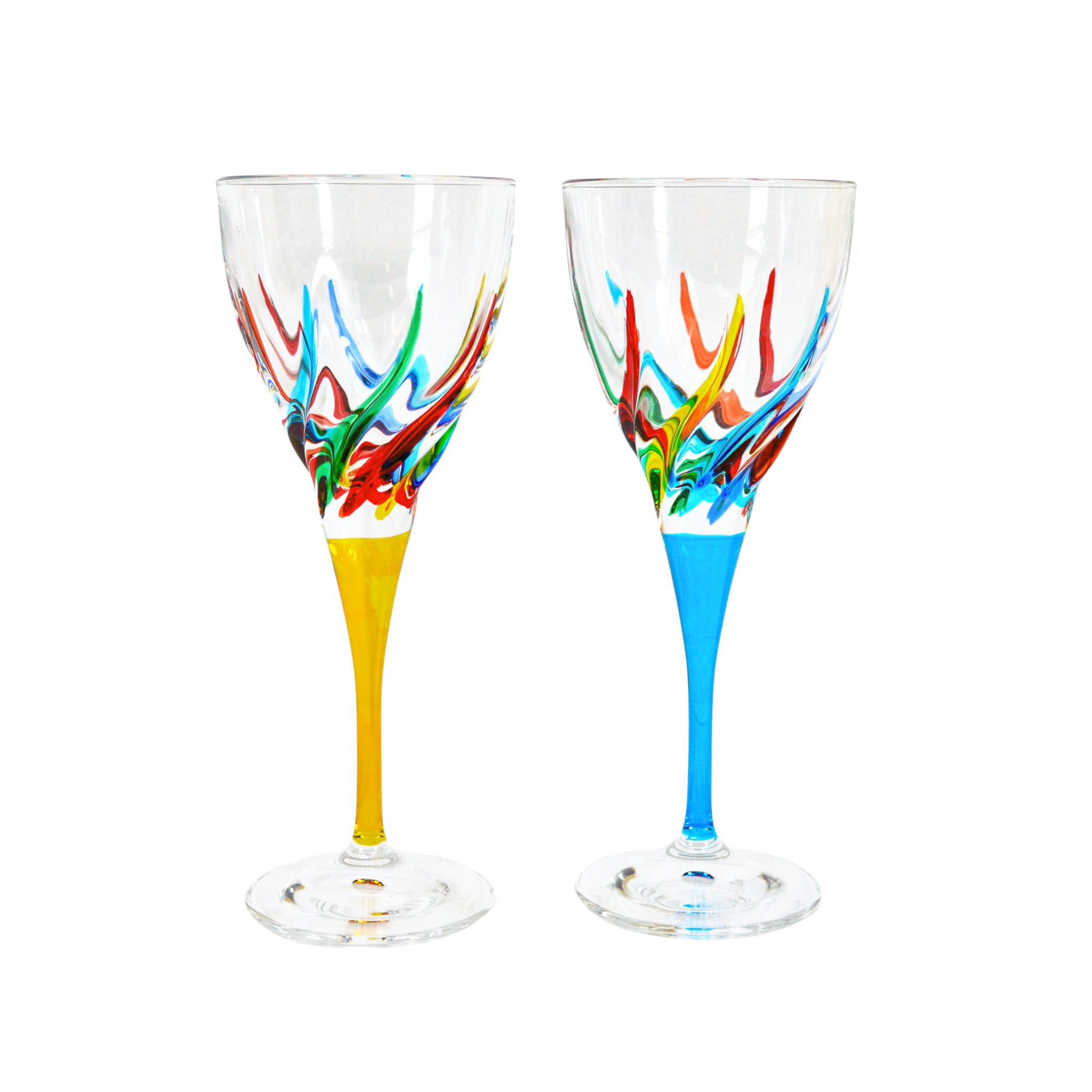 Trix Short Drink Glasses, Hand-Painted Italian Crystal, Set of 2