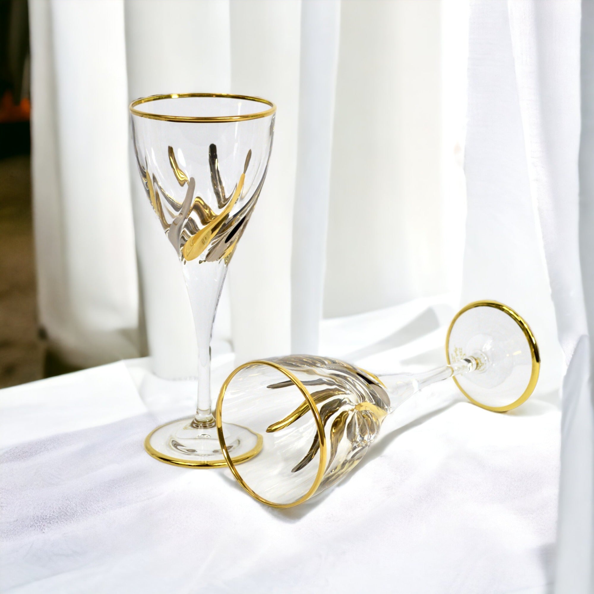 Trix Italian Crystal Platinum Champagne Glasses, Set of 2 - My