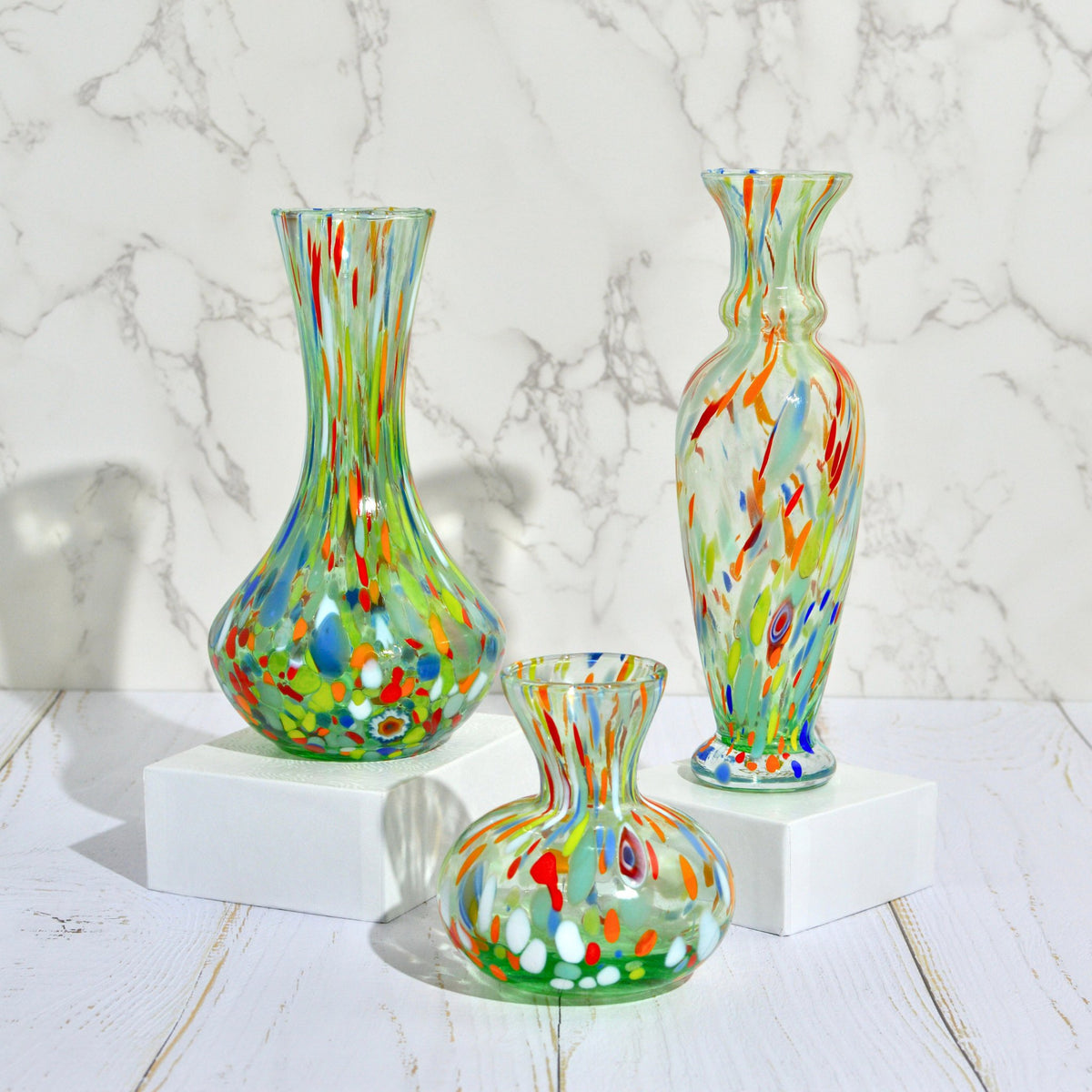 Tulip Slim Millefiori Murano Glass Vase - My Italian Decor