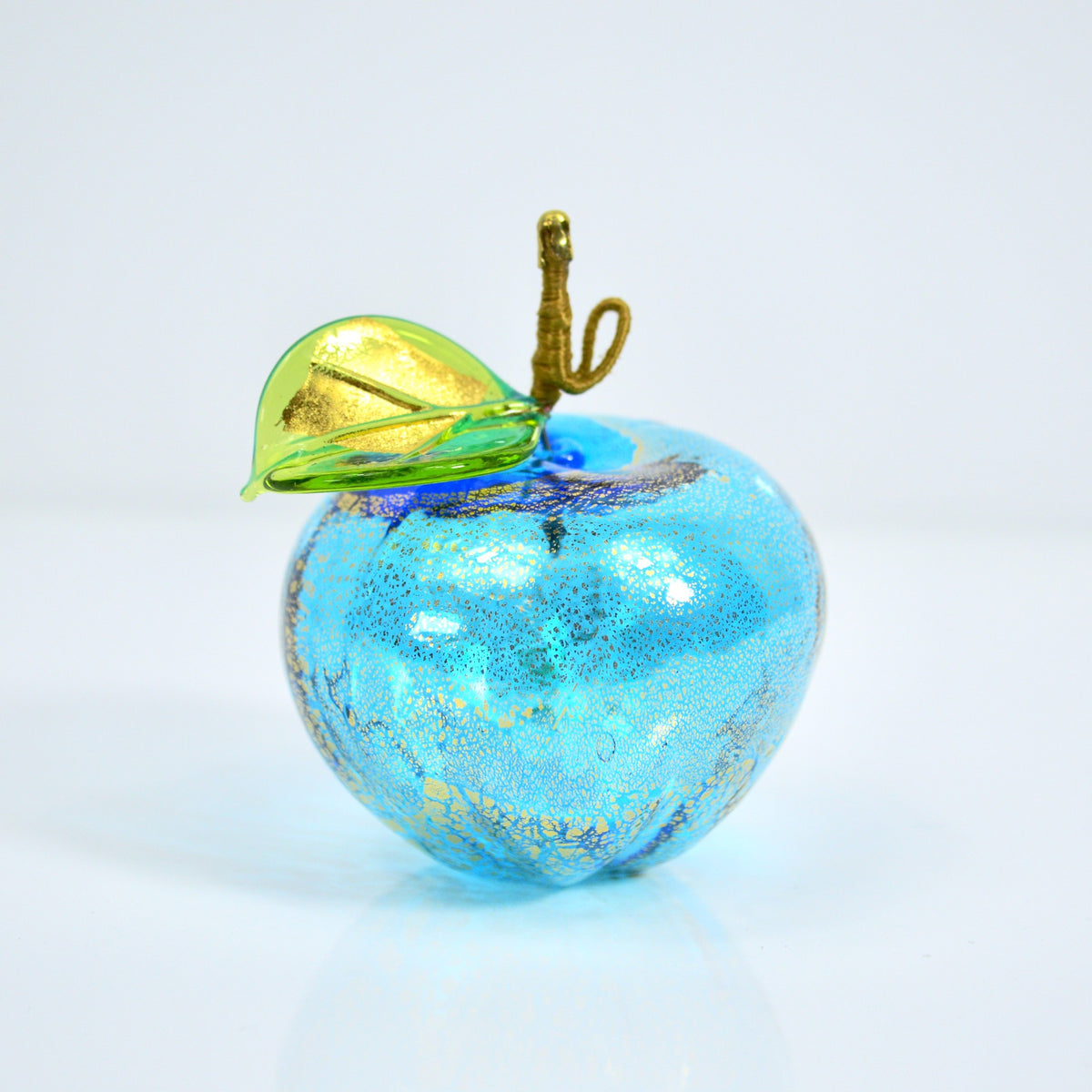 Murano Blown Glass Apple, 24k Gold Foil, Hand Blown in Italy