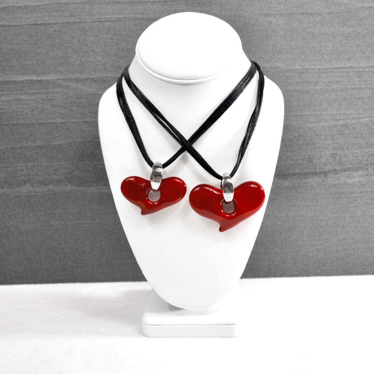 Murano Glass Solid Heart Pendant Necklace, Medium or Large, Made in Italy - My Italian Decor
