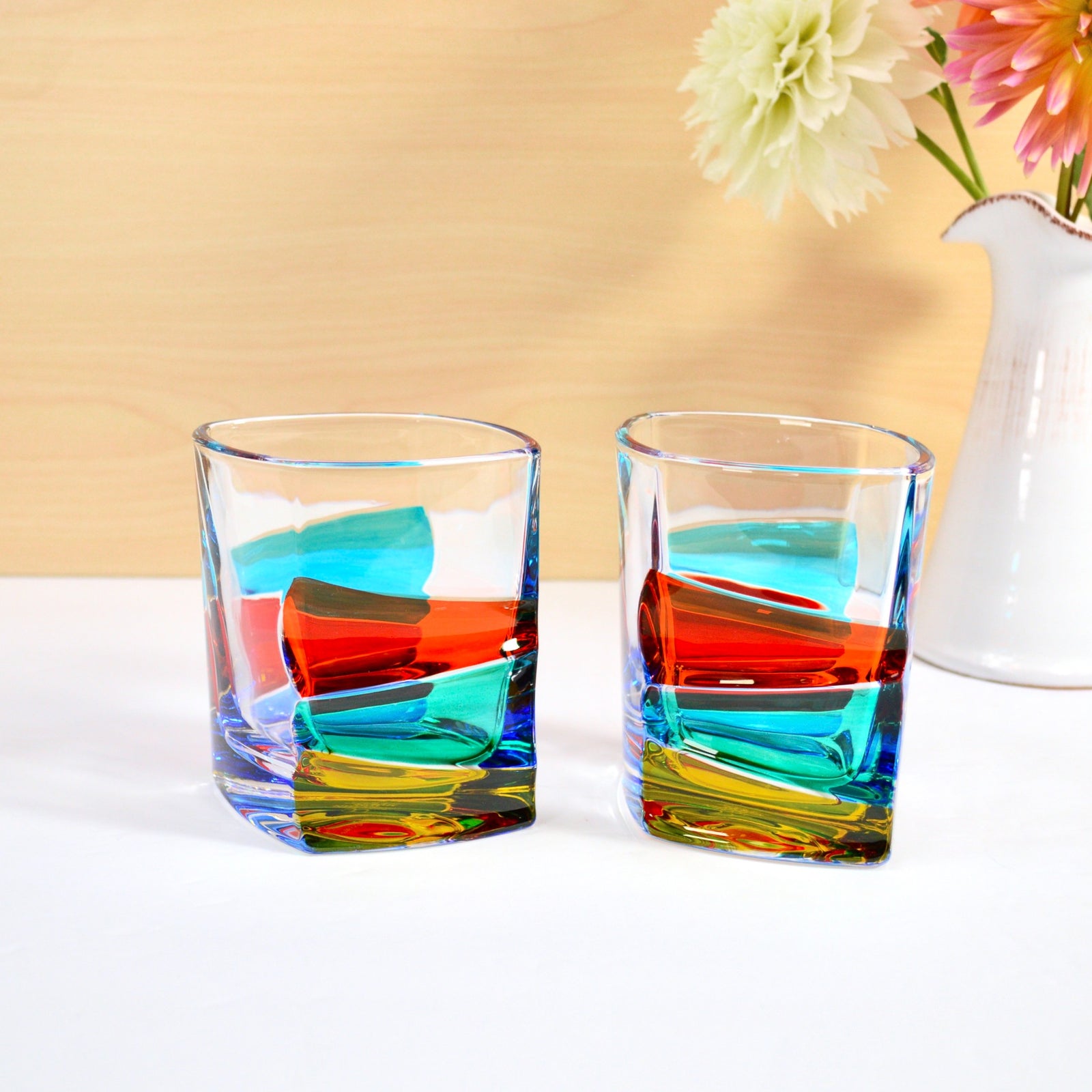 Italian Crystal Vela Whiskey Glasses, Set of 2, Made in Italy - My Italian Decor