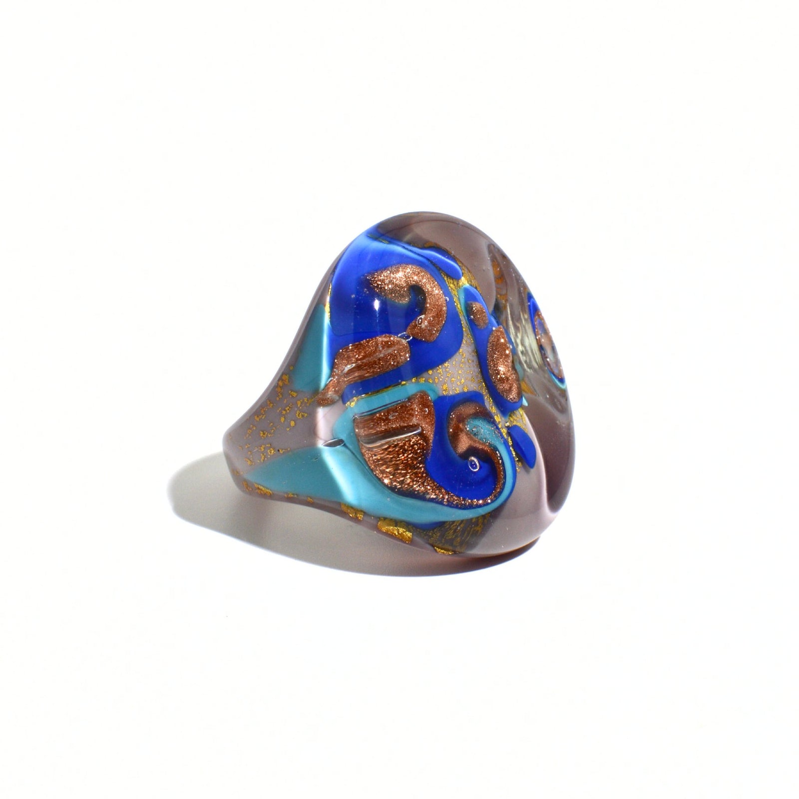 Colorful Venice Glass statement rings by MyItalianDecor, handcrafted in Italy, displayed in a variety of vibrant hues.