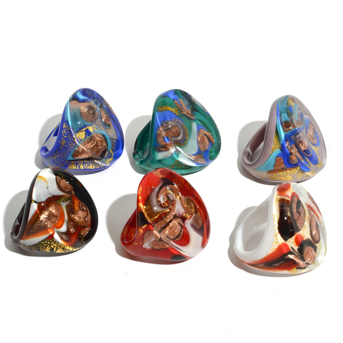 Venice Glass Statement Rings, Handcrafted In Italy