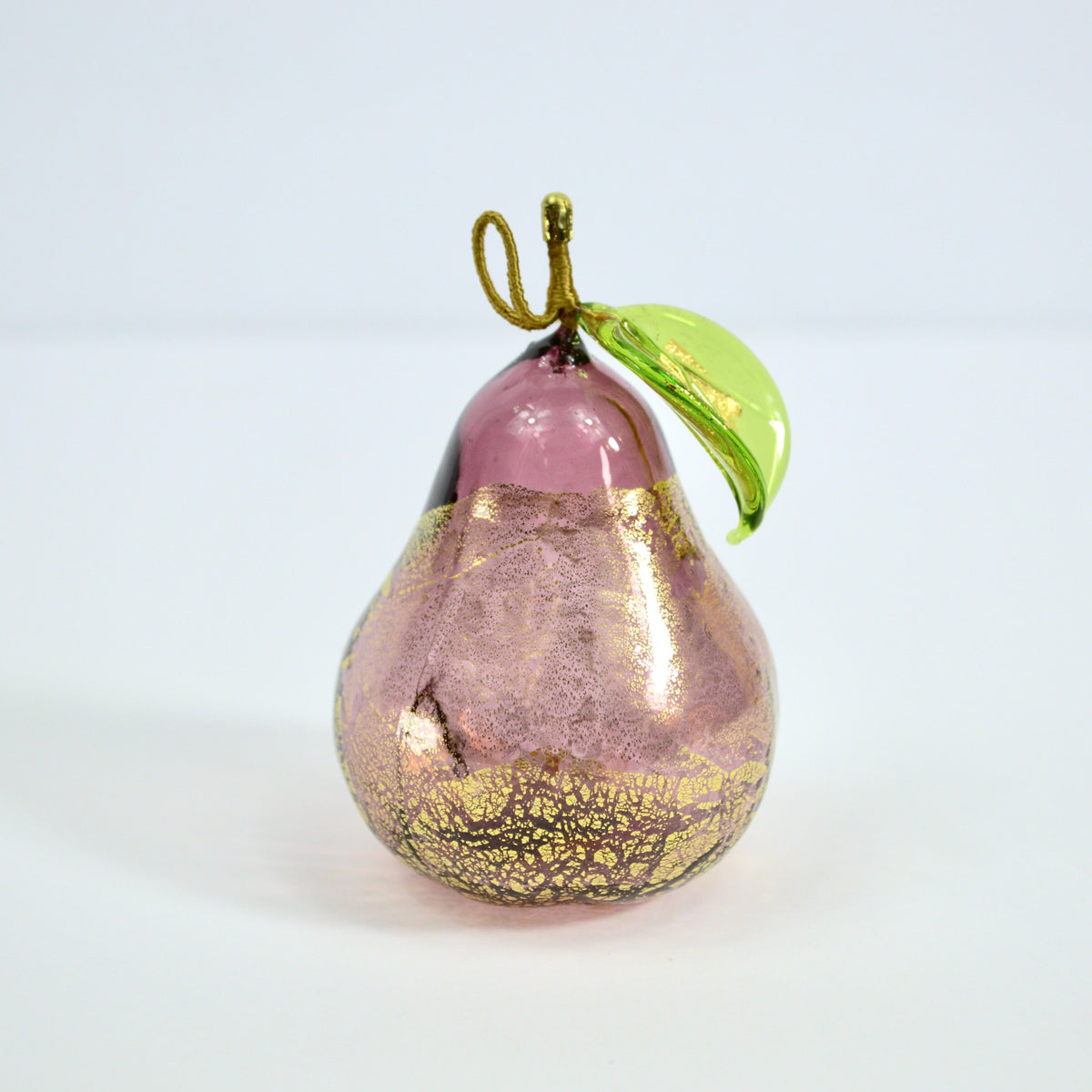 Murano Glass Blown Pear with Gold Foil, Ornament, Made In Italy, Gift Idea