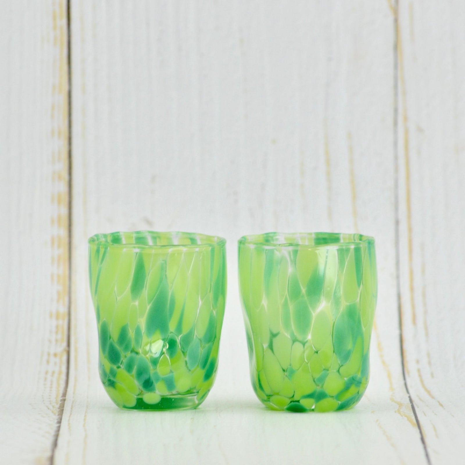 Set of two Murano Glass Viva shot glasses by My Italian Decor, featuring colorful hand-blown Italian glass design.