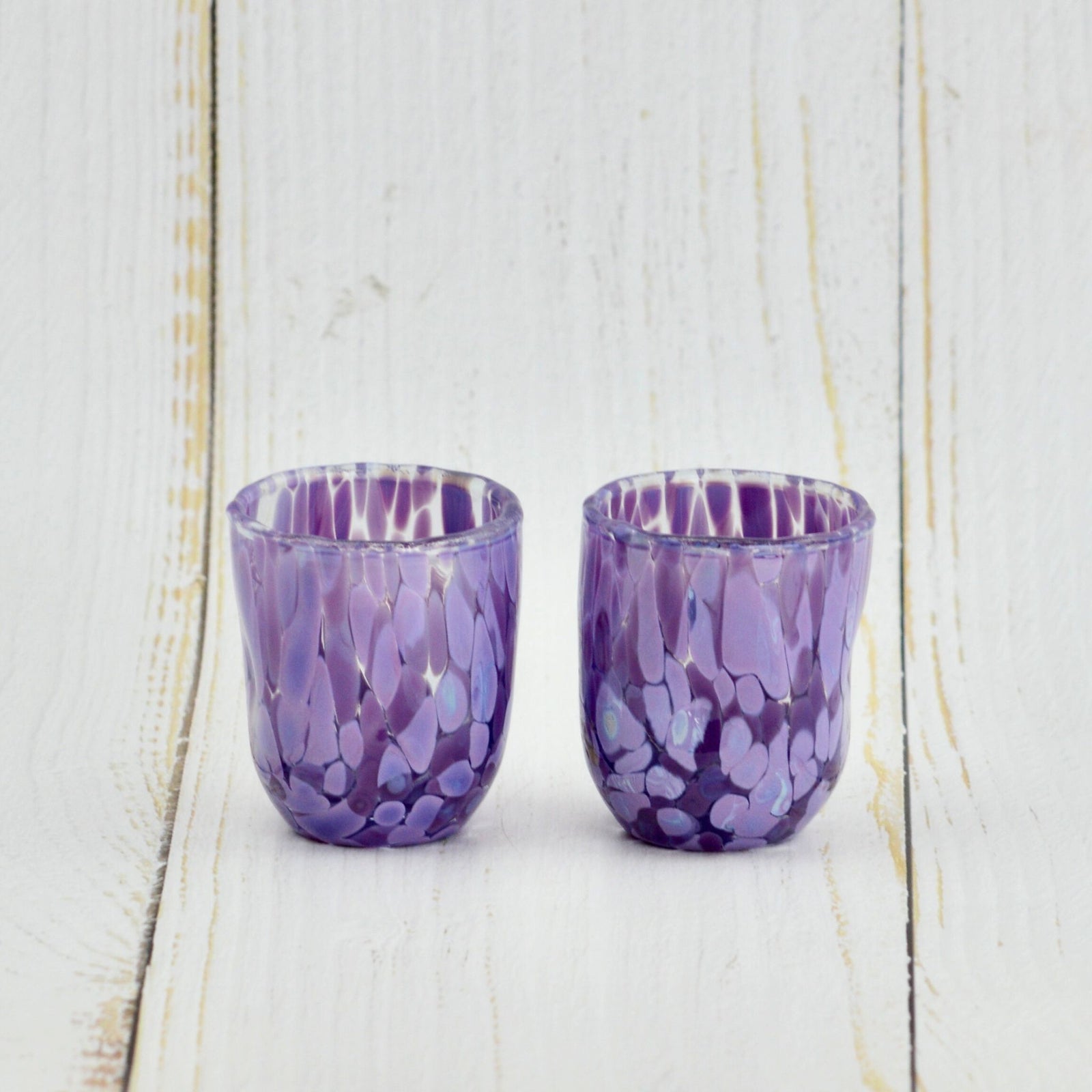 Set of two Murano Glass Viva shot glasses by My Italian Decor, featuring colorful hand-blown Italian glass design.