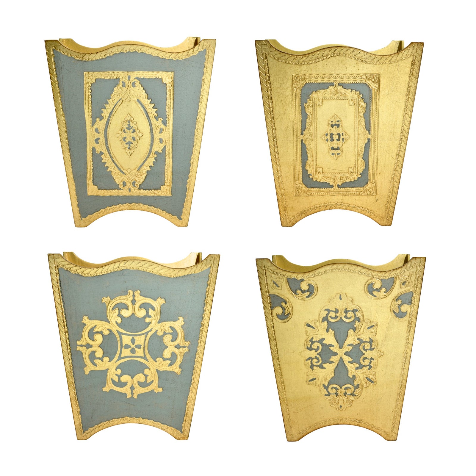 Italian Florentine Waste Bin, Green/Grey, Gold, Made in Italy - My Italian Decor