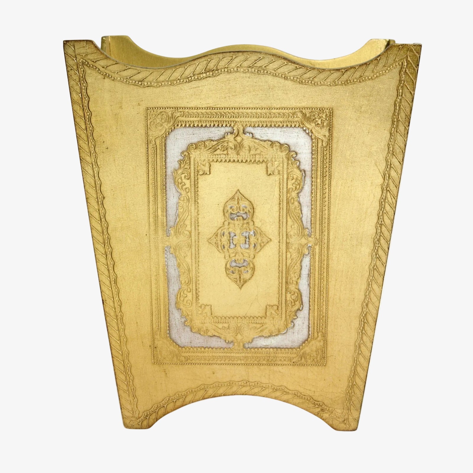 Italian Florentine Waste bin, White & Gold, Made in Italy - My Italian Decor