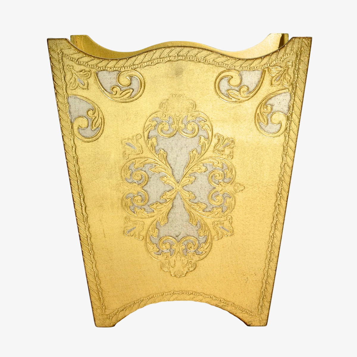 Italian Florentine Waste bin, White & Gold, Made in Italy - My Italian Decor