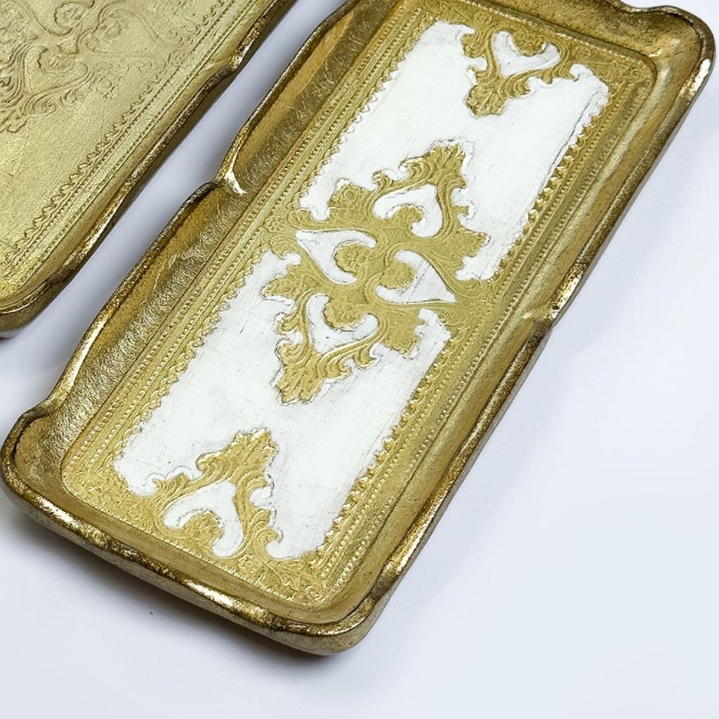 Florentine Carved Gilded Wood Narrow Tray, Made in Italy - My Italian Decor