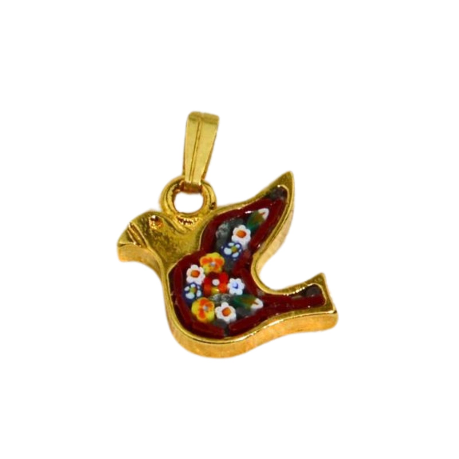 Handcrafted Florentine mosaic dove pendant from Italy, featuring intricate colorful glass in a charming charms and pendants style.