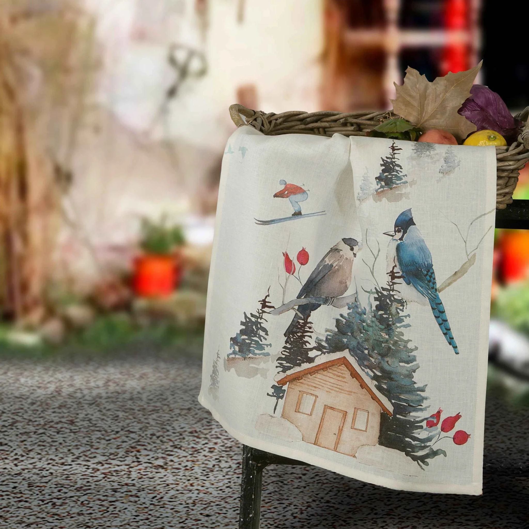 Winter Holiday Kitchen Towel, 100% Linen, Made in Italy - My Italian Decor