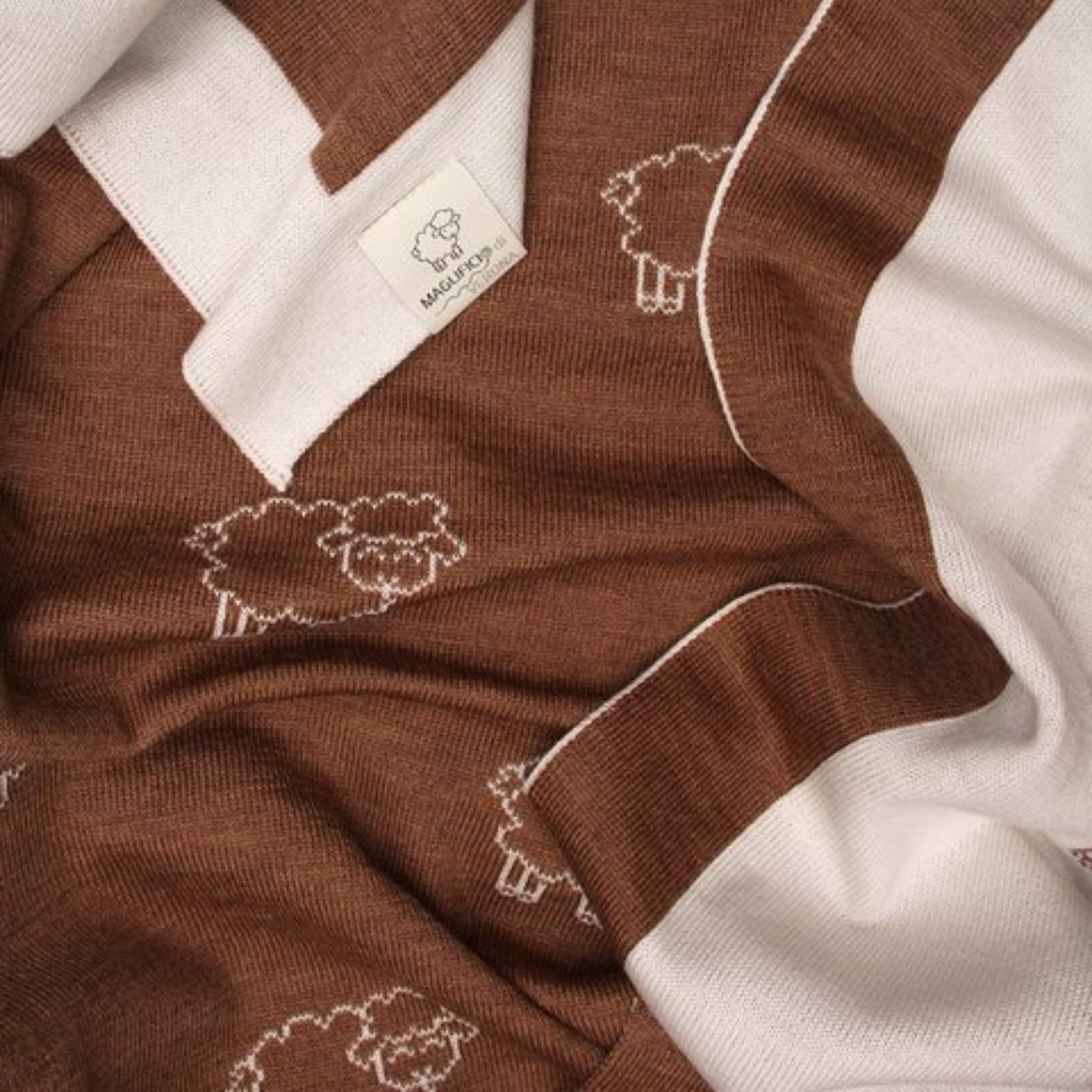 Baby Blanket - Sheep Design - Italian Extra-Fine Merino Wool - My Italian Decor