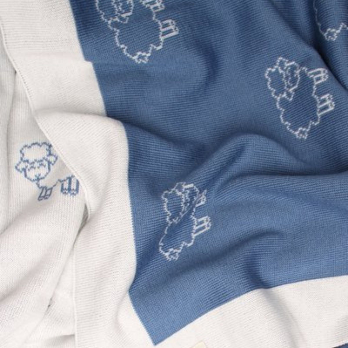 Baby Blanket - Sheep Design - Italian Extra-Fine Merino Wool - My Italian Decor