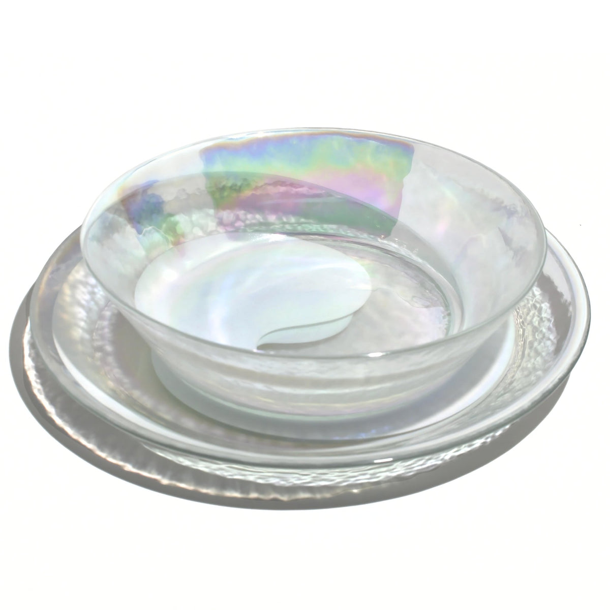 Murano Glass White &amp; Opal Dinner Plates and Bowls