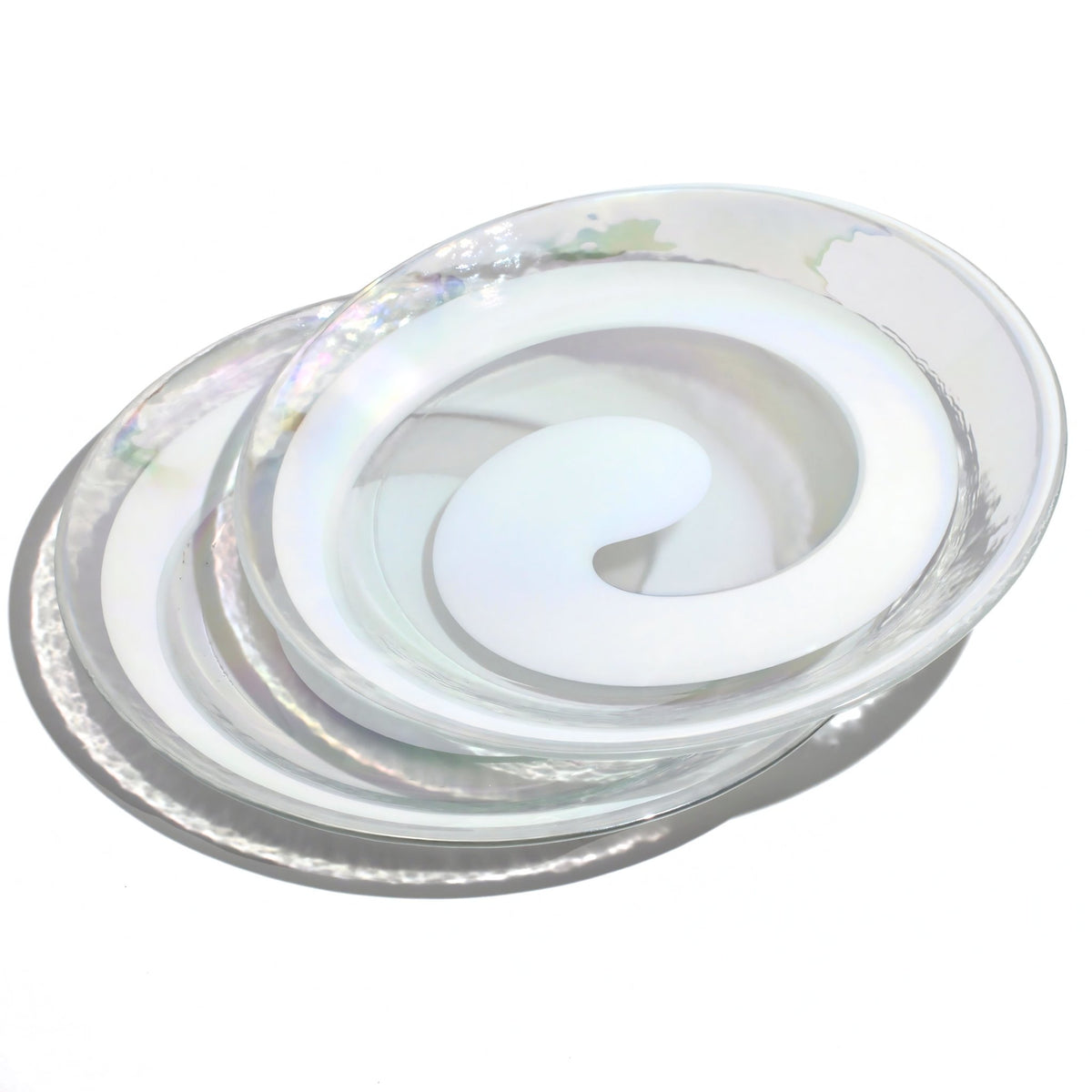 Murano Glass White &amp; Opal Dinner Plates and Bowls