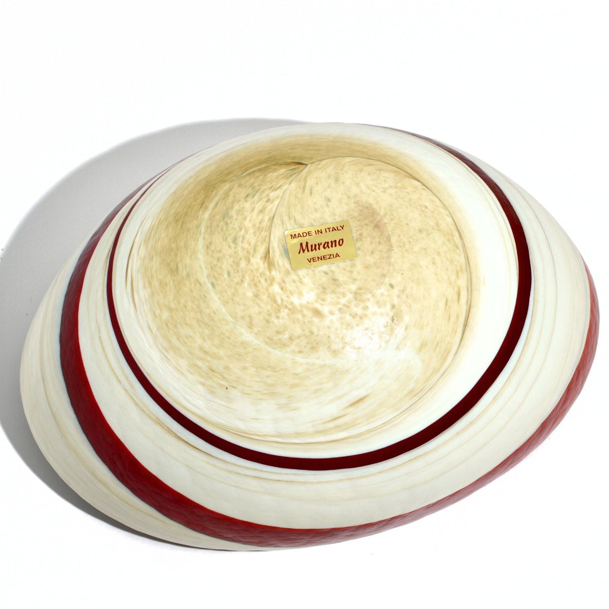 Murano Glass 12&quot; Red Shell Bowl, Made in Italy