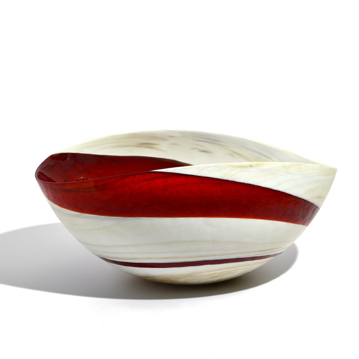 Murano Glass 12&quot; Red Shell Bowl, Made in Italy