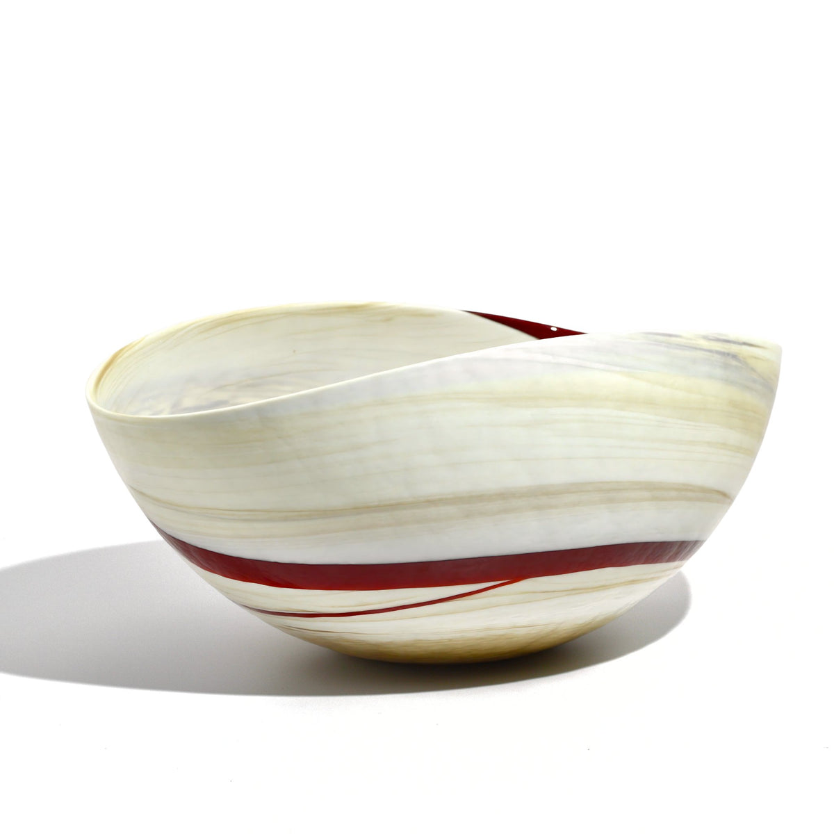 Murano Glass 12&quot; Red Shell Bowl, Made in Italy