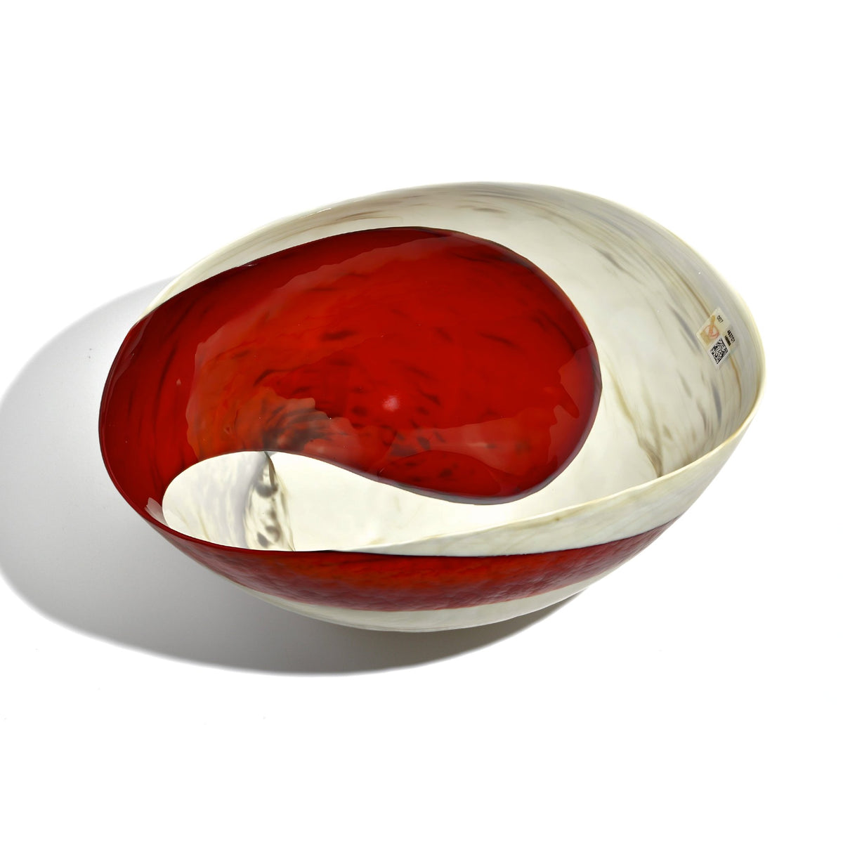 Murano Glass 12&quot; Red Shell Bowl, Made in Italy