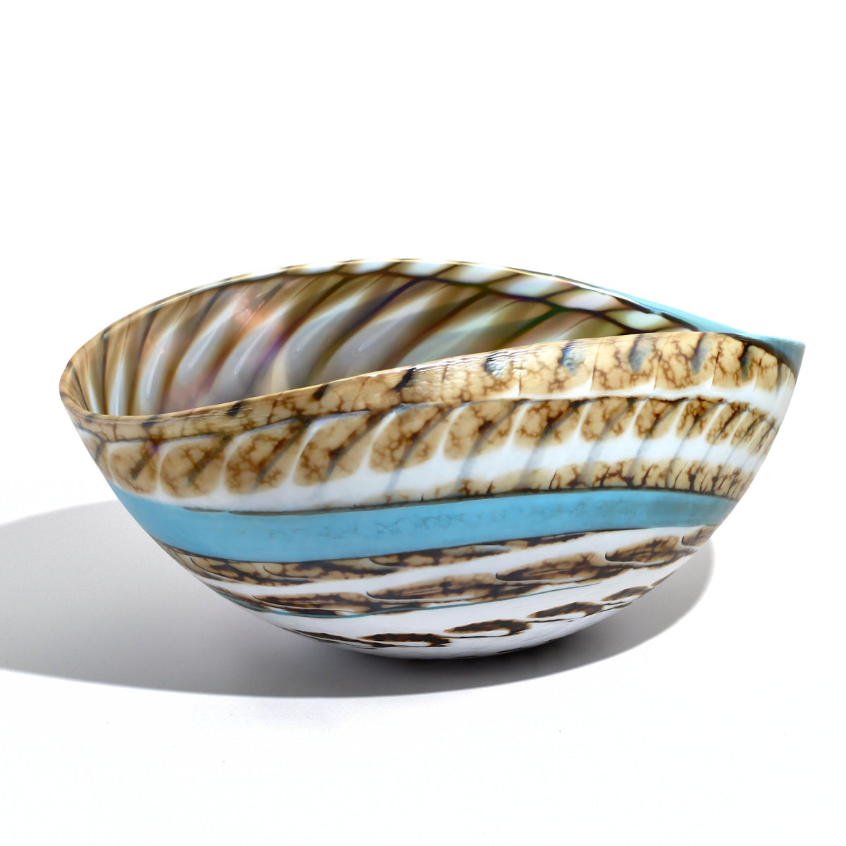 Murano Glass Sky Blue 12&quot; Shell Bowl, Made in Italy